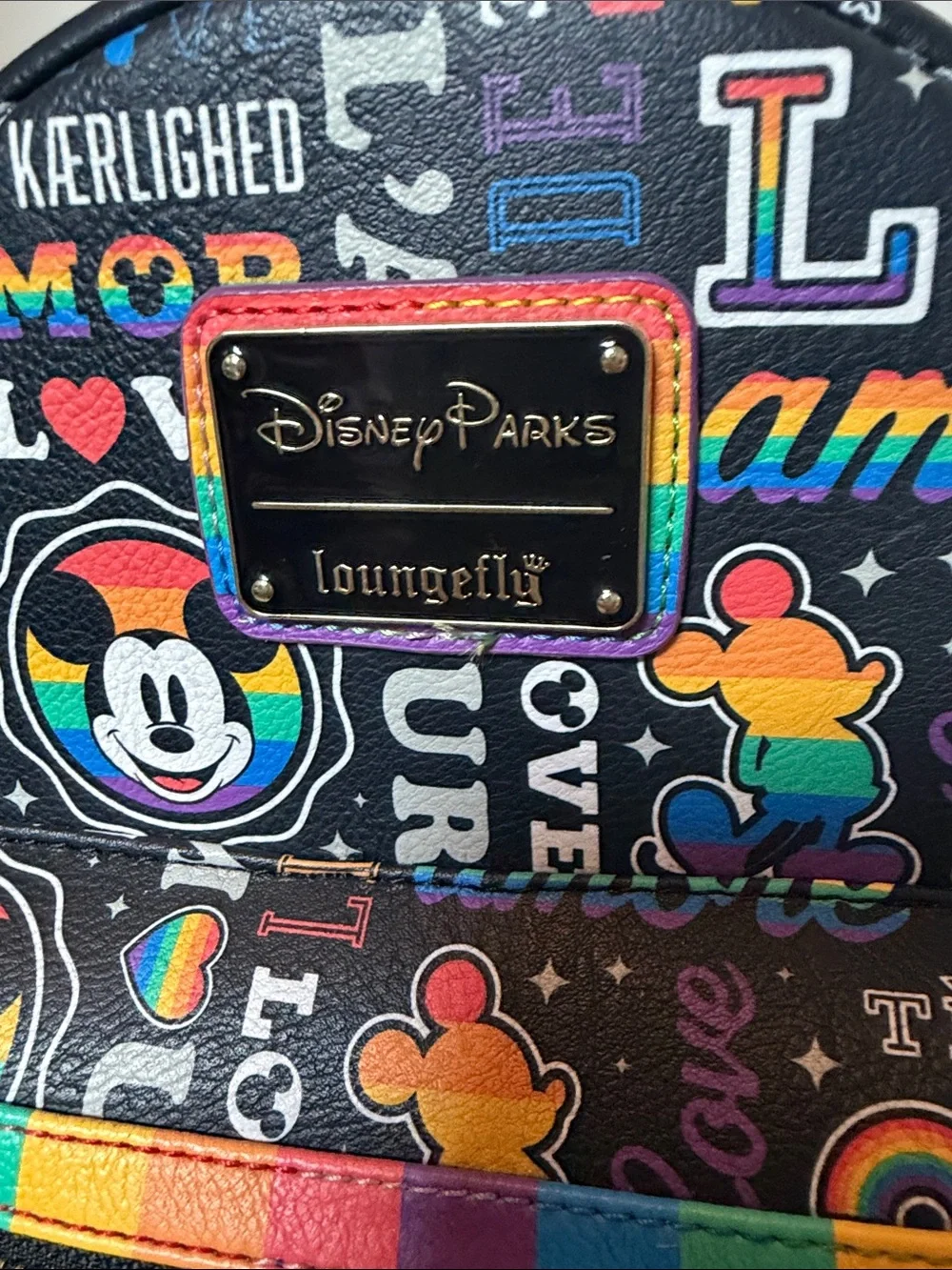 Loungefly x Disney Parks limited edition Rainbow Love Mini Backpack